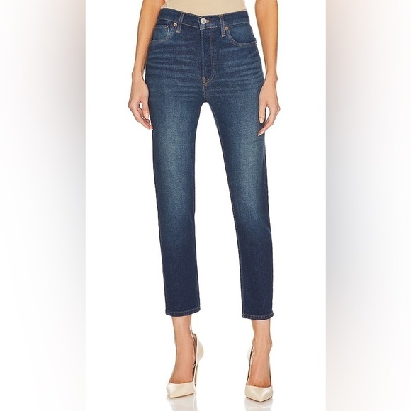 RE/DONE NWT High Rise Ankle Crop Color Midnight Blue Cotton Polyester Elastane - Picture 4 of 15
